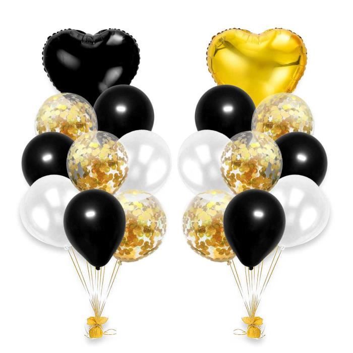 18pcs Ballons Confettis Pour Fete Anniversaire Decoration Noir Or Blanc Modele 23 Achat Vente Ballon Decoratif Cdiscount