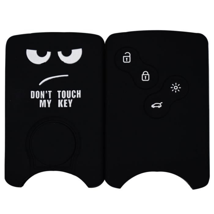 Happyit - Housse Silicone Pour Télécommande Renault (Clio, Scénic, Mégane, Etc.) - 4 Boutons - Protection Clé Anti-poussière - Noir - 8