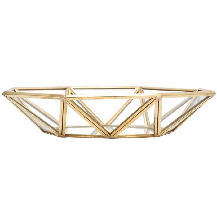 iBasteFR Plateau de Rangement en Verre Plateau d'or Vintage Bijoux décoration Simple Panier iBasteFR Plateau de Rangement en Verre Plateau d'or Vintage Bijoux décoration Simple Panier