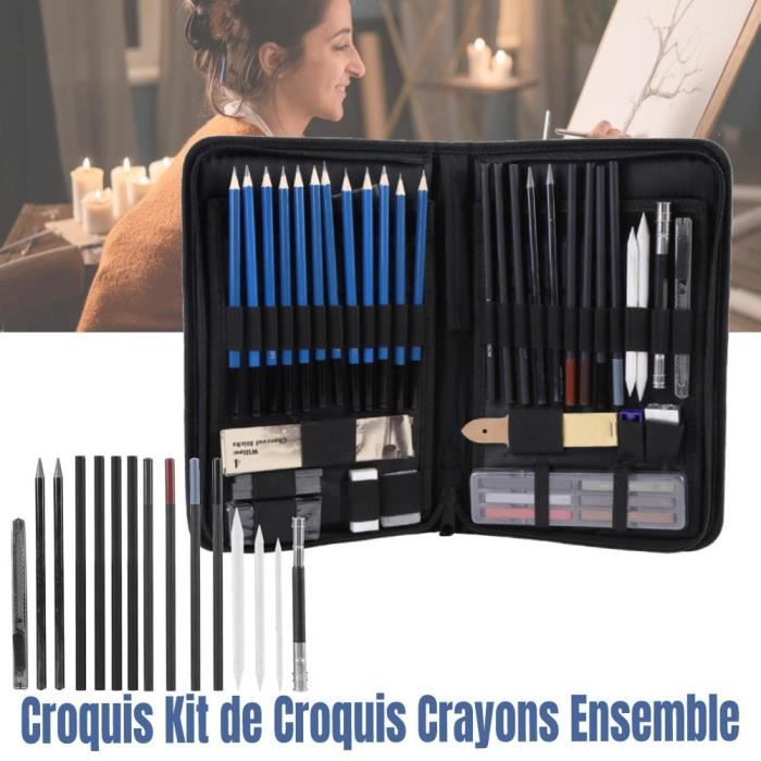 Lot De 70 Crayons Et Accessoires De Dessin Artistique – Crayons à Croquis, Fusains, Pastels, Gommes, Estompes… – Pour Débutants Et Artistes - 7
