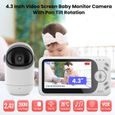 Babyphone Camera, 4.3'' Baby Phone Video Rotation 300° Caméra sans Fil Visiophone Bébé, Camera Surveillance Bebe-1