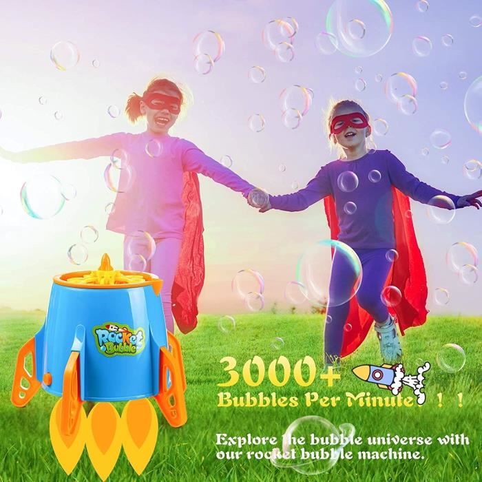 Herefun Tondeuse à Bulles Enfant – Automatique 5000 Bulles/Min – 8 Trous Rotatifs – Piles AA – Cadeau Extérieur Garçon Fille 3 Ans