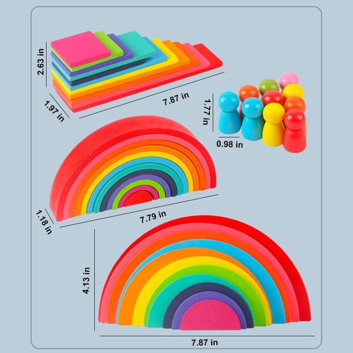 Jouet D’Empilage Arc-en-Ciel Pour Bébé – Anneaux Tournants, 36,5 Cm, ABS, Développement Sensoriel Et Motricité