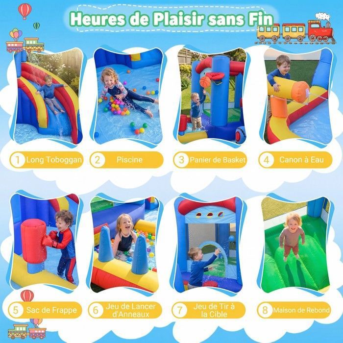 COSTWAY 5 en 1 Château Gonflable pour Enfants avec 50 Balles Mur d COSTWAY 5 en 1 Château Gonflable pour Enfants avec 50 Balles Mur d