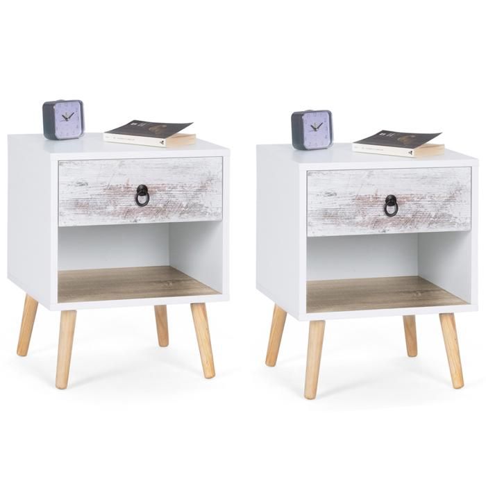 IDMarket Lot De 2 Tables De Chevet Utah 2 Tiroirs Bi-Matière Style Industriel