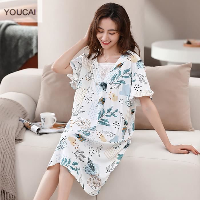YOUCAI Robe de Chambre Femme Vetement de Nuit a Manches Courtes Doux Imprime Printemps et ete HLM 2306 Hlm 2306 Cdiscount Pret a Porter