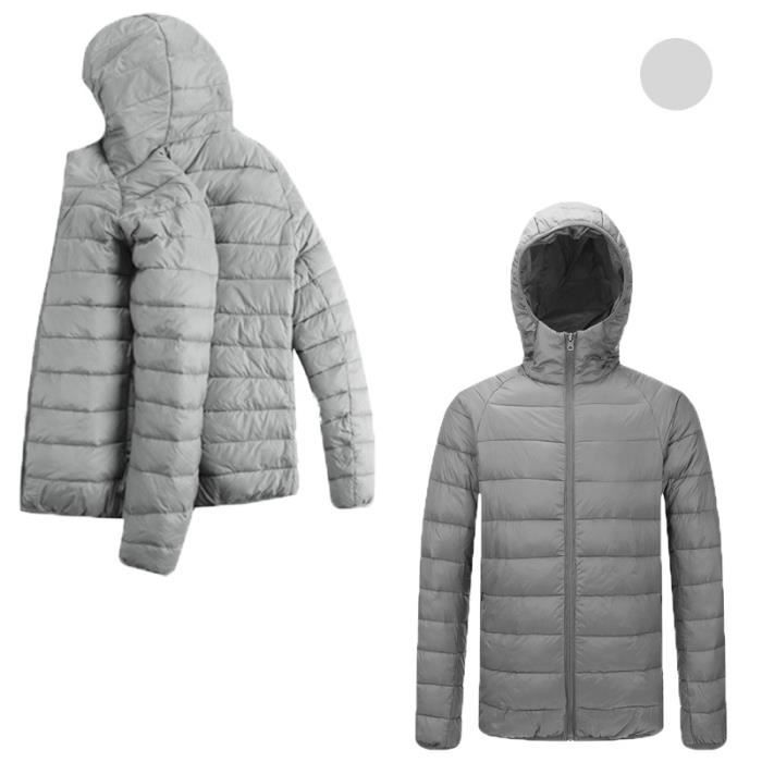 Doudoune homme legere a capuche duvet jot FONDUPIN Gris clair Fermeture eclair 100 Nylon Gris clair Cdiscount Pret a Porter