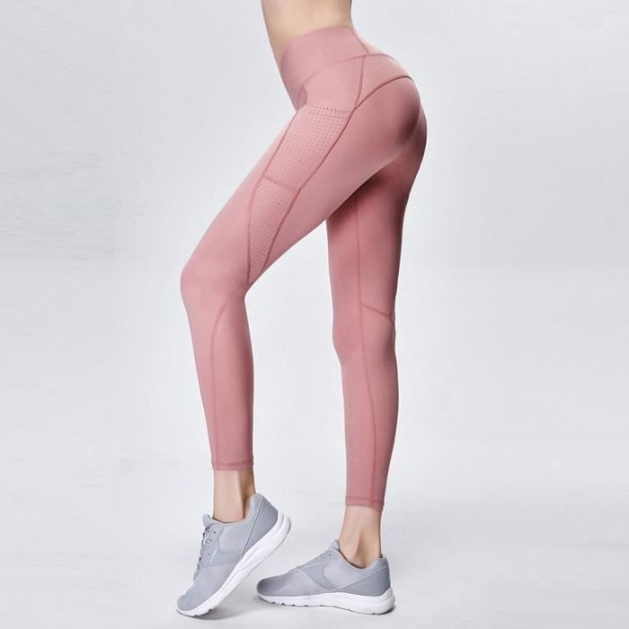 Legging de Sport Femme Taille Haute avec Poches Pantalon Amincissant Zumba Fitness Pink S Pink Cdiscount Sport