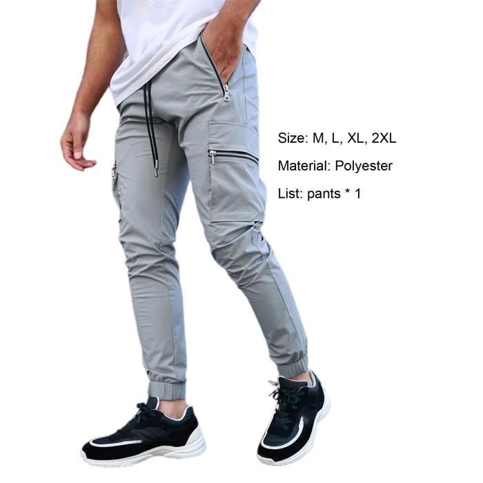 Pantalon de Travail Homme Gris Relaxed Fit 100%Coton Multi Poches Taille  Elastique Lâche Casual Gris - Cdiscount Prêt-à-Porter