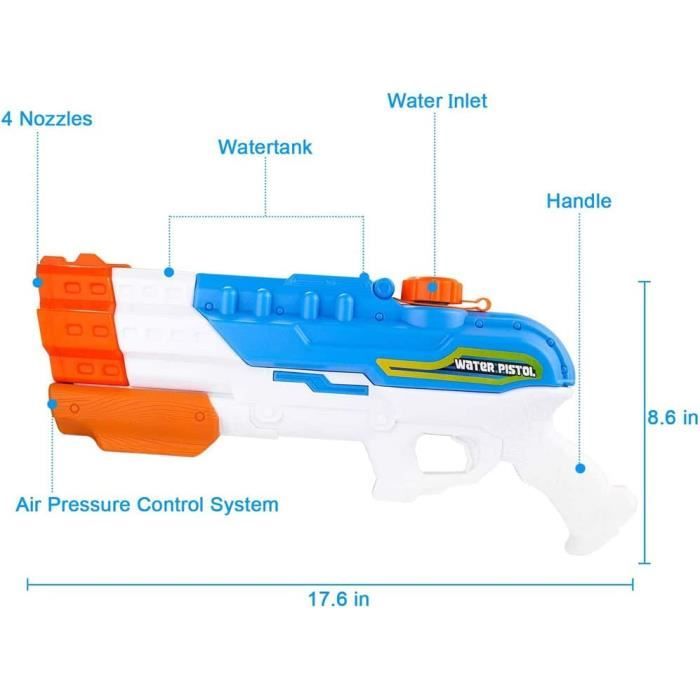 Pistolet à eau multicolore pour enfants 29 cm Pistolet à eau multicolore pour enfants 29 cm