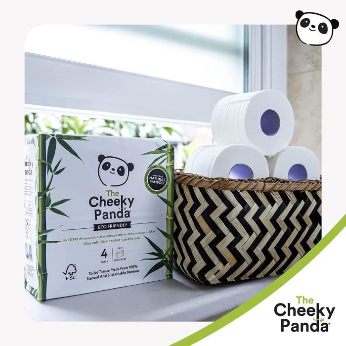 The Cheeky Panda Papier Toilette En Gros 24 Rouleaux Papier WC Lot (6 x 4  Rouleaux) 3 Epaisseurs Papier Hygiénique Bambou41