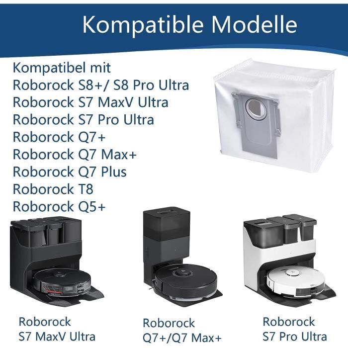 Sac à poussière de rechange pour Roborock S8, accessoires pour S7 Pro  Ultra, Roborock Q7 Max +, S7 MaxV Ultra, Roborock S8 pro ultra, pièces de  rechange
