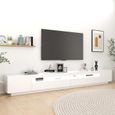 290MEUBLEMENT Meuble banc TV - Meuble TV avec lumières LED|Buffet HI-FI Armoire TV FRANCE Blanc 300x35x40 cm Meuble de salon,300 x 3-2