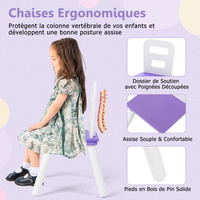 DREAMADE Table Enfants + 2 Chaises - Ensemble 3 Pièces Dès 3 Ans - Vert - Meubles Enfant Intérieur Extérieur