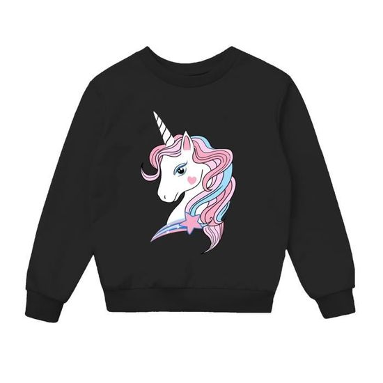 YOOJIA Fille Pull Sweat Shirt Licorne Enfant Blouse T Shirt a Manches Longues Crop Top Automne Vetements de Sport 3 16 Ans Noir Cdiscount Pret a Porter