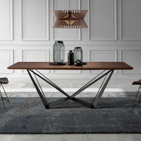 Table De Repas Rectangulaire Noyer Noir Mat Nogu L 200 X L 100 X H 75 Cdiscount Maison