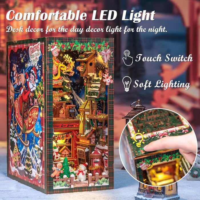 Kit Book Nook MOJINO – Maison Miniature En Bois Avec Meubles Et LED, Puzzle 3D Pour étagère, DIY Créatif Dès 14 Ans