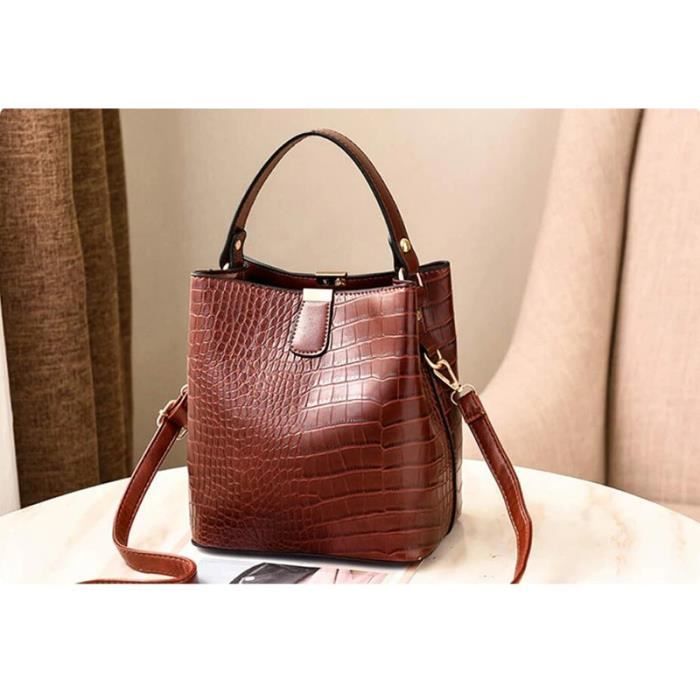 Sac bandoulière croco marron store