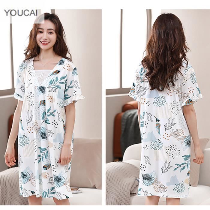 YOUCAI Robe de Chambre Femme Vetement de Nuit a Manches Courtes Doux Imprime Printemps et ete HLM 2306 Hlm 2306 Cdiscount Pret a Porter