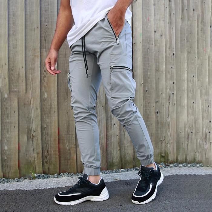 PANTALON Hommes Sports Pantalons Multi Poches Taille lastique