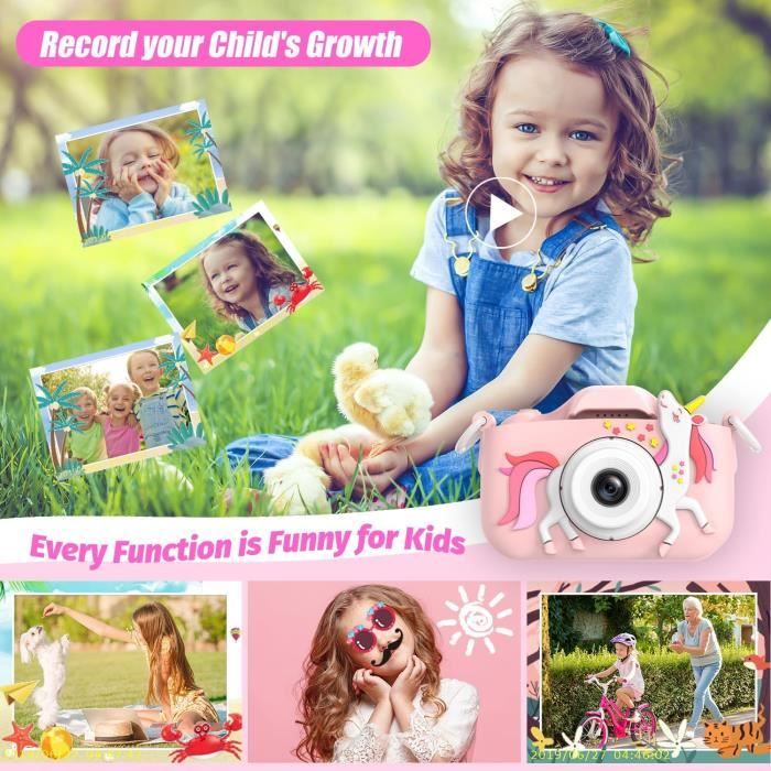 Dinosaure Appareil Photo Enfants,Caméra Selfie Jouet Fille Garçon,Carte