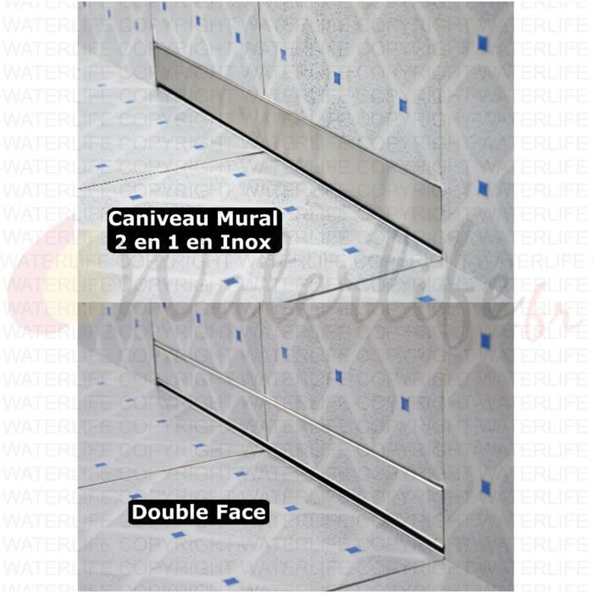 Caniveau de douche acier inoxydable de 40 cm le mod/èle 2 en 1