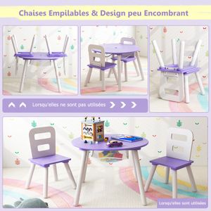 AIYAPLAY Ensemble 1 Table Et 4 Chaises Pour Enfants à Hauteur Réglable, Set De 5 Pièces, Gris
