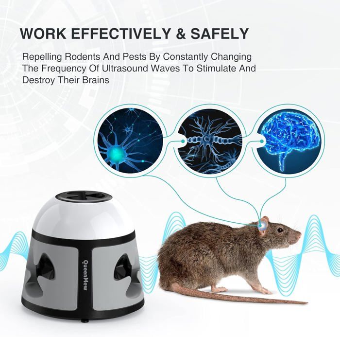 4 odes Ultrason Souris et Rats avec Luière Clignotante, 200 ²