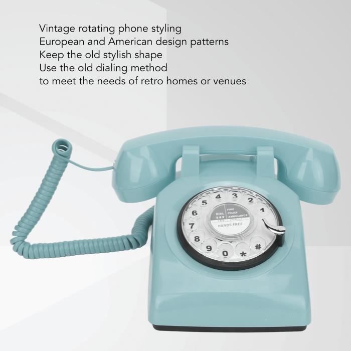 Téléphone fixe rétro, design rotatif classique Téléphone filaire à  l'ancienne Téléphone vintage Téléphone de bureau avec sonnerie