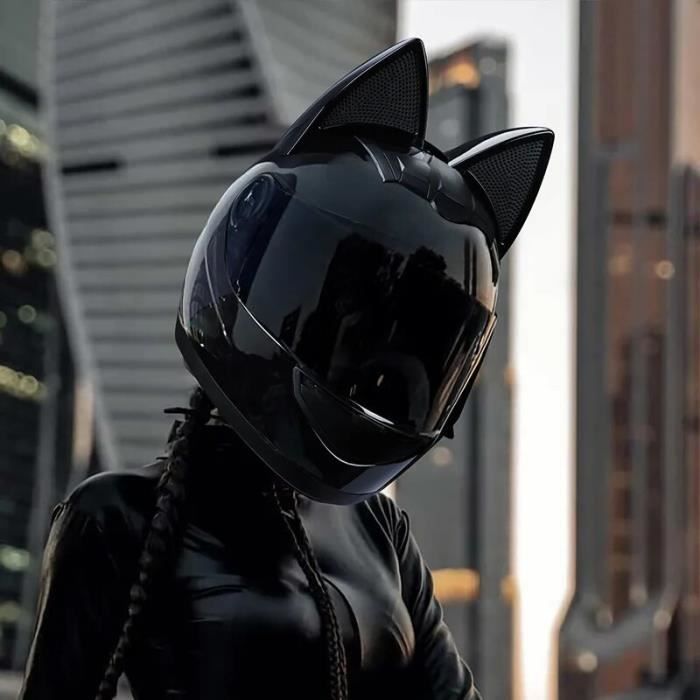 Casque De Moto À L'oreille De Chat, Approuvé DOT, Full Face Casque De Moto Doublure Amovible Et Respirant Mignon Hommes Femmes A,XL