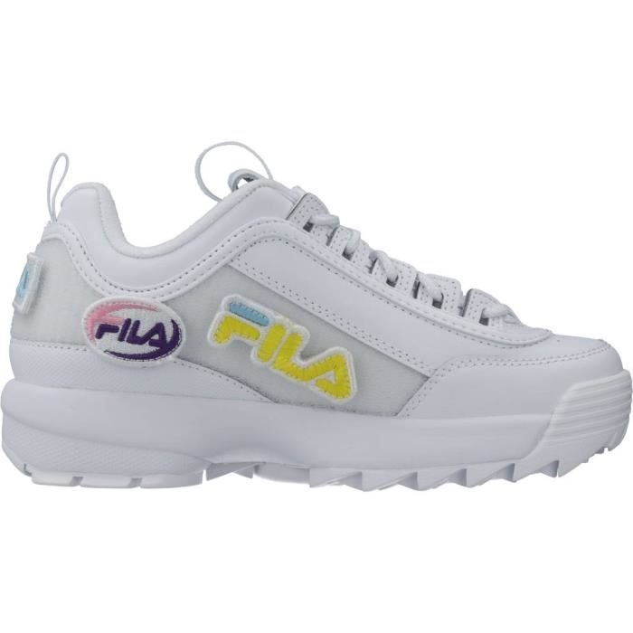 Basket FILA 97625 Blanc Textile Adulte Femme Lacets Blanc Cdiscount Chaussures