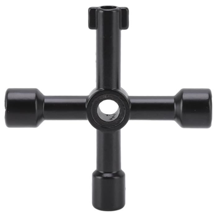 Clé En T Pour Compteur D'Eau - Outil Multifonction 4 Voies Pliable (Jaune)