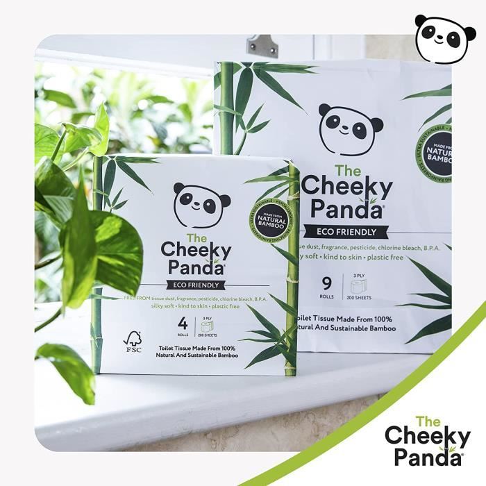 The Cheeky Panda Papier Toilette En Gros 24 Rouleaux Papier WC Lot (6 x 4  Rouleaux) 3 Epaisseurs Papier Hygiénique Bambou5 - Cdiscount Au quotidien