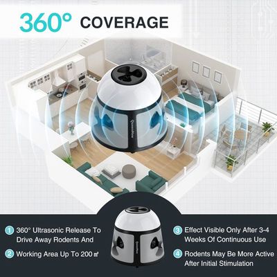 Répulsif à Ultrasons Anti-rongeurs - 3 Modes, 9 LEDs Stroboscopiques, Portée 200 M², Pour Souris, Rats, Cafards - 10