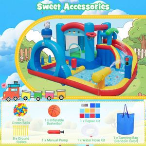Outsunny Château Gonflable Enfants 3-8 Ans Toboggan et Piscine
