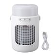 Mini climatiseur portable – Ventilateur humidificateur USB 10000mAh avec veilleuse – Pour bureau, chambre et extérieur – Blanc
