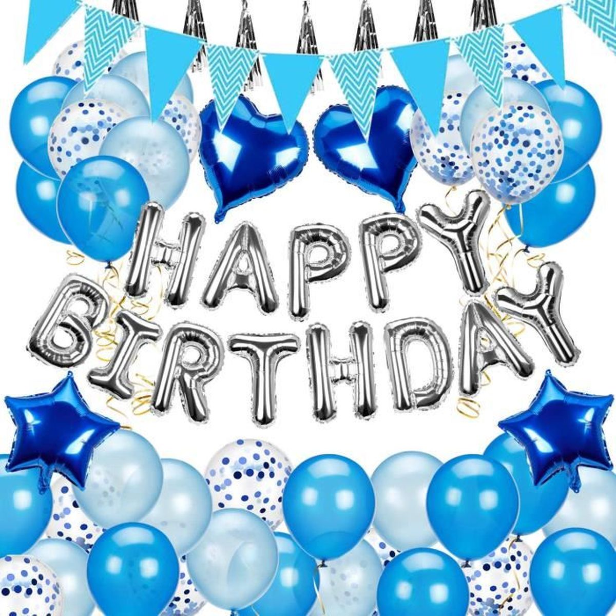 MagiDeal 13pcs/Set Ballon Lettres Gonflable Happy Birthday Ballon Guirlande Suspendu pour Anniversaire Or clair