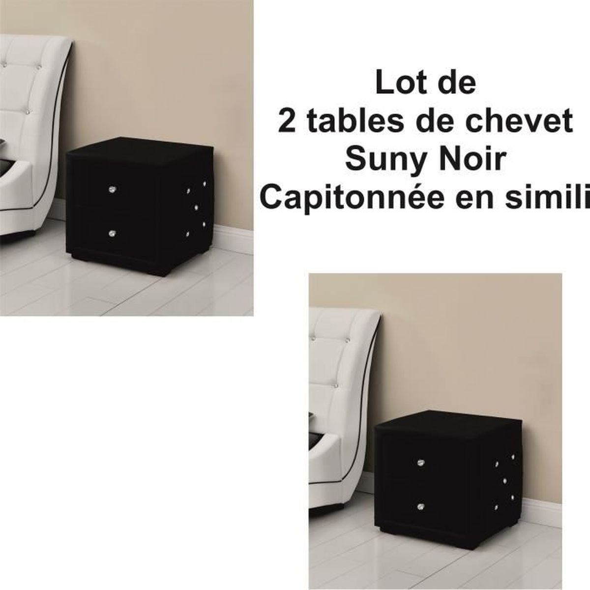 Table De Chevet Simili Noir Achat Vente Pas Cher