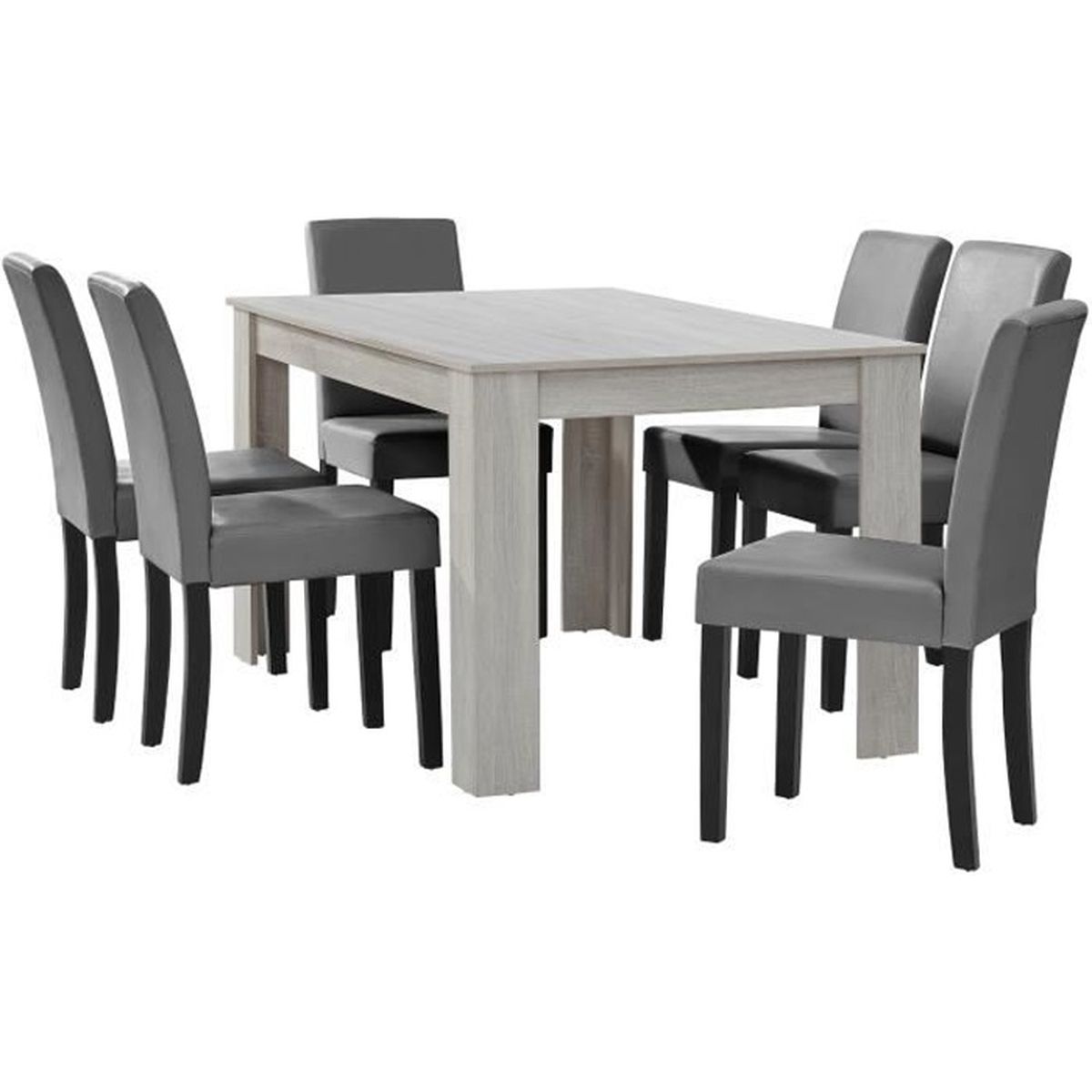 Table A Manger Avec Chaises Gris Et Blanc Achat Vente Pas Cher