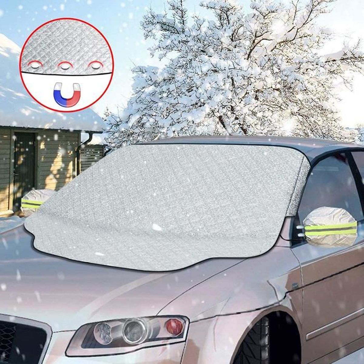 Casecover Pare-Brise Avant Voiture Couverture dhiver /Épaissir Anti-Neige Anti-Gel Anti-Freeze Pare-Brise Demi-Shield V/êtements Pare-Brise De La Couverture Neigeuse