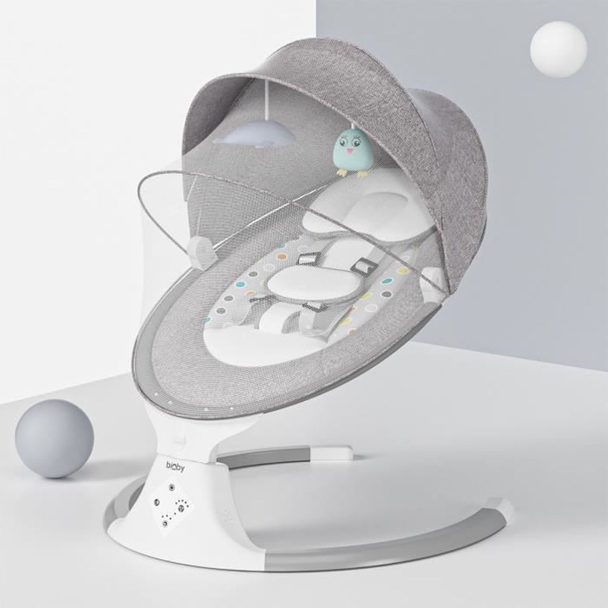 Bioby Transat Balancelle Electrique Bluetooth Bebe 0 12 Mois Jusqu A kg Avec Coussin De Siege Gris Cdiscount Puericulture Eveil Bebe