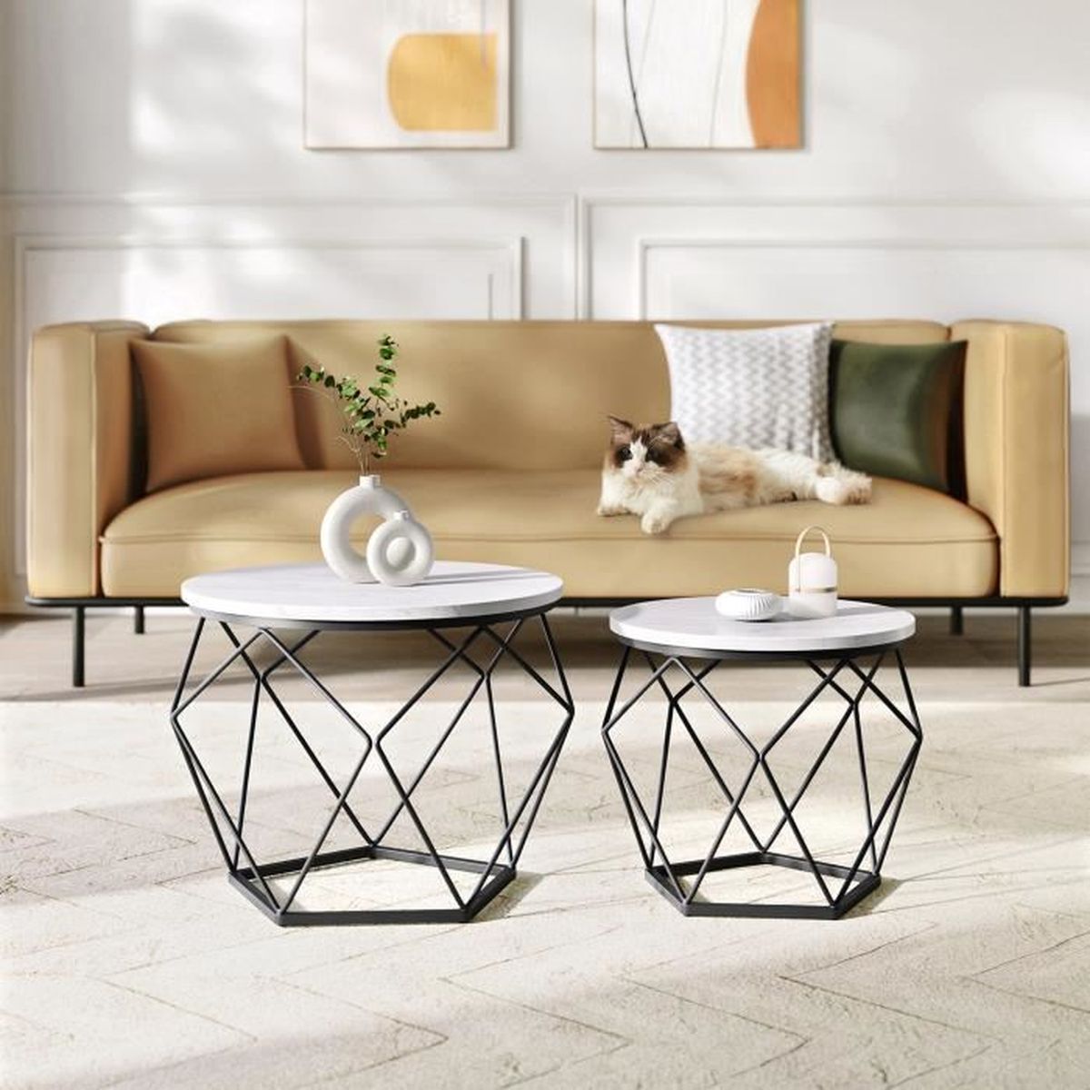Lot De 2 Tables Basses Ou Chevets, Dimensions 40.5x40.5x52.5 Cm, D'occasion