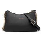 Pochette Bandoulière - David Jones - Petit Sac Epaule Cuir PU Femme - 3 Compartiments Sacoche Plate - Noir