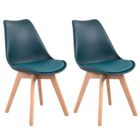 HAPPY GARDEN Lot de 2 chaises scandinaves NORA bleues avec coussin
