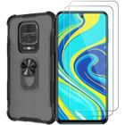 NOVAGO Coque et films de protection - Xiaomi - Redmi Note 9 Pro - Silicone souple - Verre trempé - Bague anneau