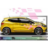 Renault Racing RS sport damiers latérales - ROSE -Kit Complet  - Tuning Sticker Autocollant Graphic Decals
