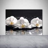 Crédence de cuisine sur verre sécurité Tulup - Orchidée - Blanc Multicolore Mixte