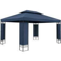 Tonnelle de jardin Elda 3x4 m bleu Tente de réception avec toile hydrofuge Pavillon pergola 2,60 m Mobilier extérieur
