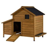 Poulailler En Bois "Cocotte" Avec Pondoir - Pour 5 Poules - 119 X 73 X 98 Cm - Toit Waterproof