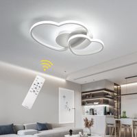 KIWAEZS Plafonnier LED moderne Avec télécommande 70W Blanc En forme de coeur Lampe De Plafond Dimmable pour Salon Chambre Cuisine